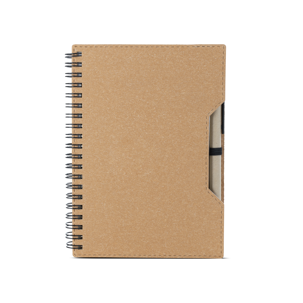 CADERNO CAPA EM PAPELÃO RECICLADO COM CANETA - KRAFT