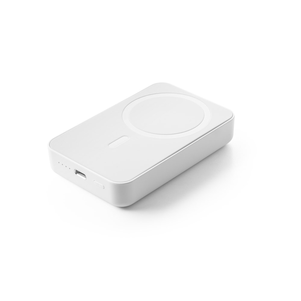 BATERIA PORTÁTIL MAGNÉTICA COM CARREGADOR POR INDUÇÃO SUPER-RÁPIDO (10'000 MAH), EM ABS 100% RECICLADO