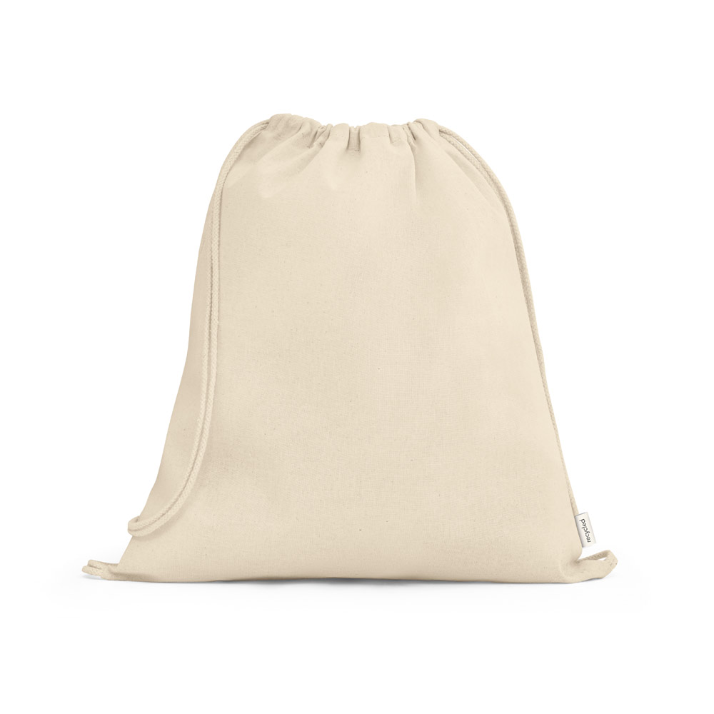 SACOLA TIPO MOCHILA EM 100% ALGODÃO RECICLADO (180 G/M²)