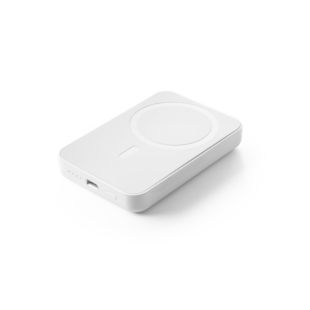 BATERIA PORTÁTIL MAGNÉTICA COM CARREGADOR POR INDUÇÃO SUPER-RÁPIDO (5'000 MAH), EM ABS 100% RECICLADO