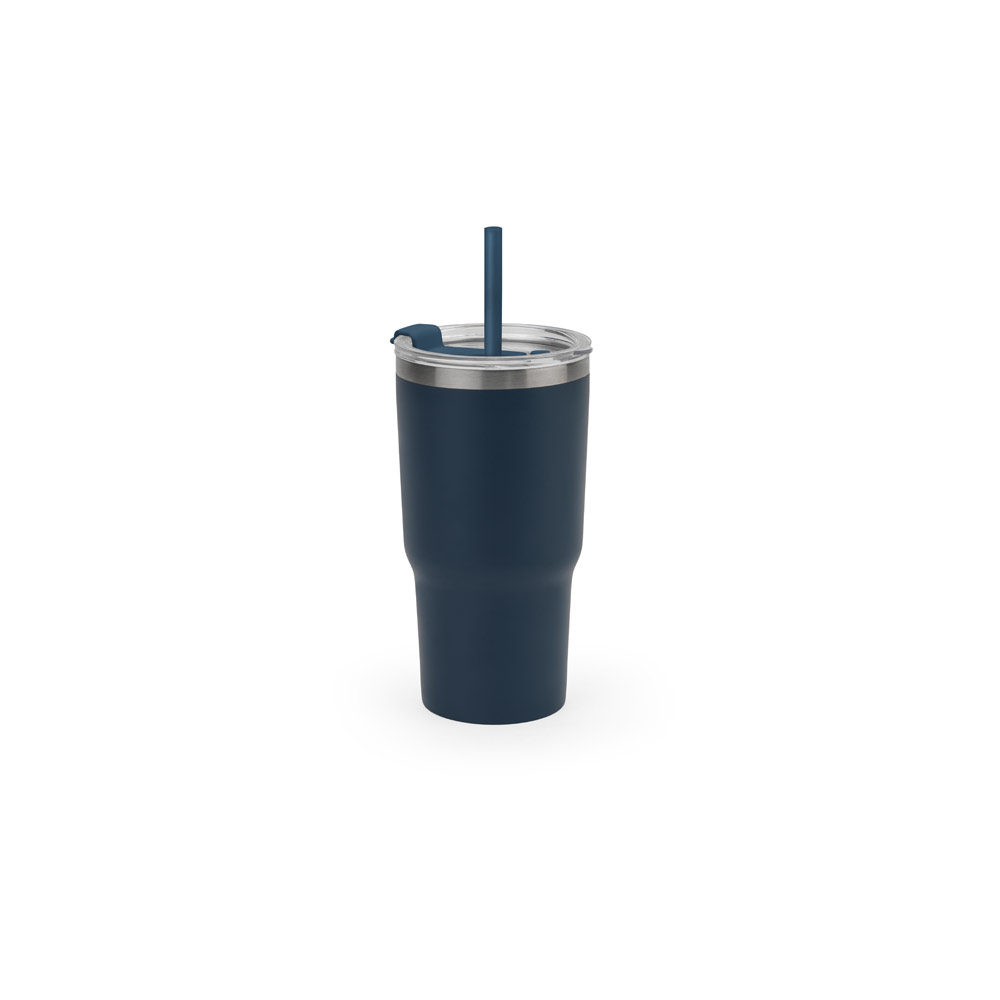 COPO DE VIAGEM TÉRMICO E COMPACTO, EM AÇO INOX 91% RECICLADO DE PAREDE DUPLA ISOLADA A VÁCUO, COM ACABAMENTO MATE (600 ML)