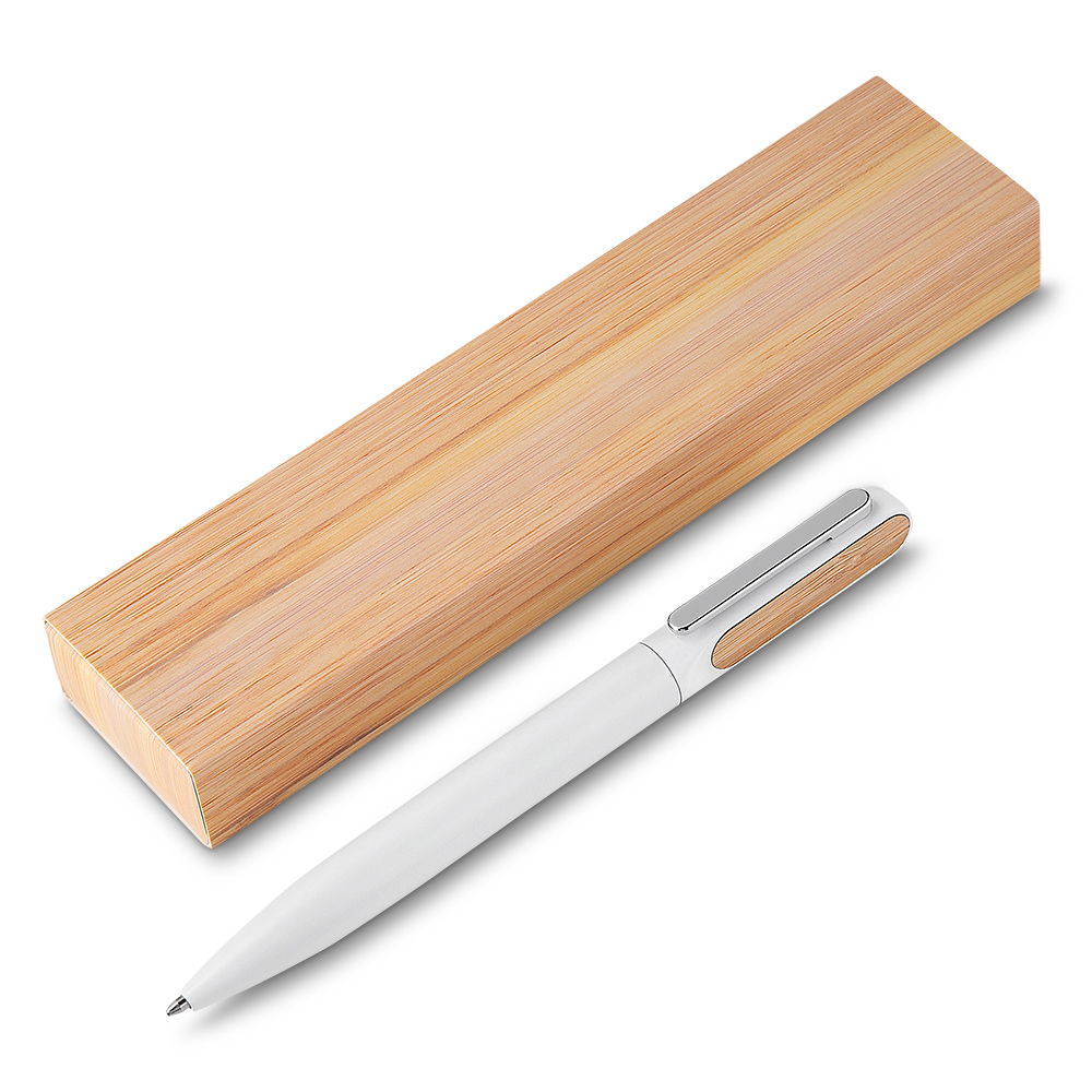 CANETA METÁLICA COM ESTOJO - BRANCO