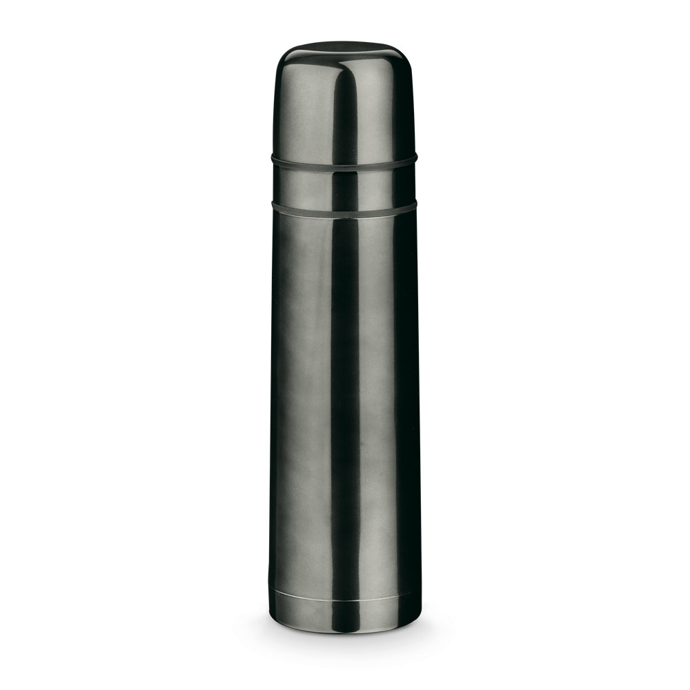 GARRAFA EM AÇO INOX DE PAREDE DUPLA TÉRMICA, ISOLADA A VÁCUO (750 ML)
