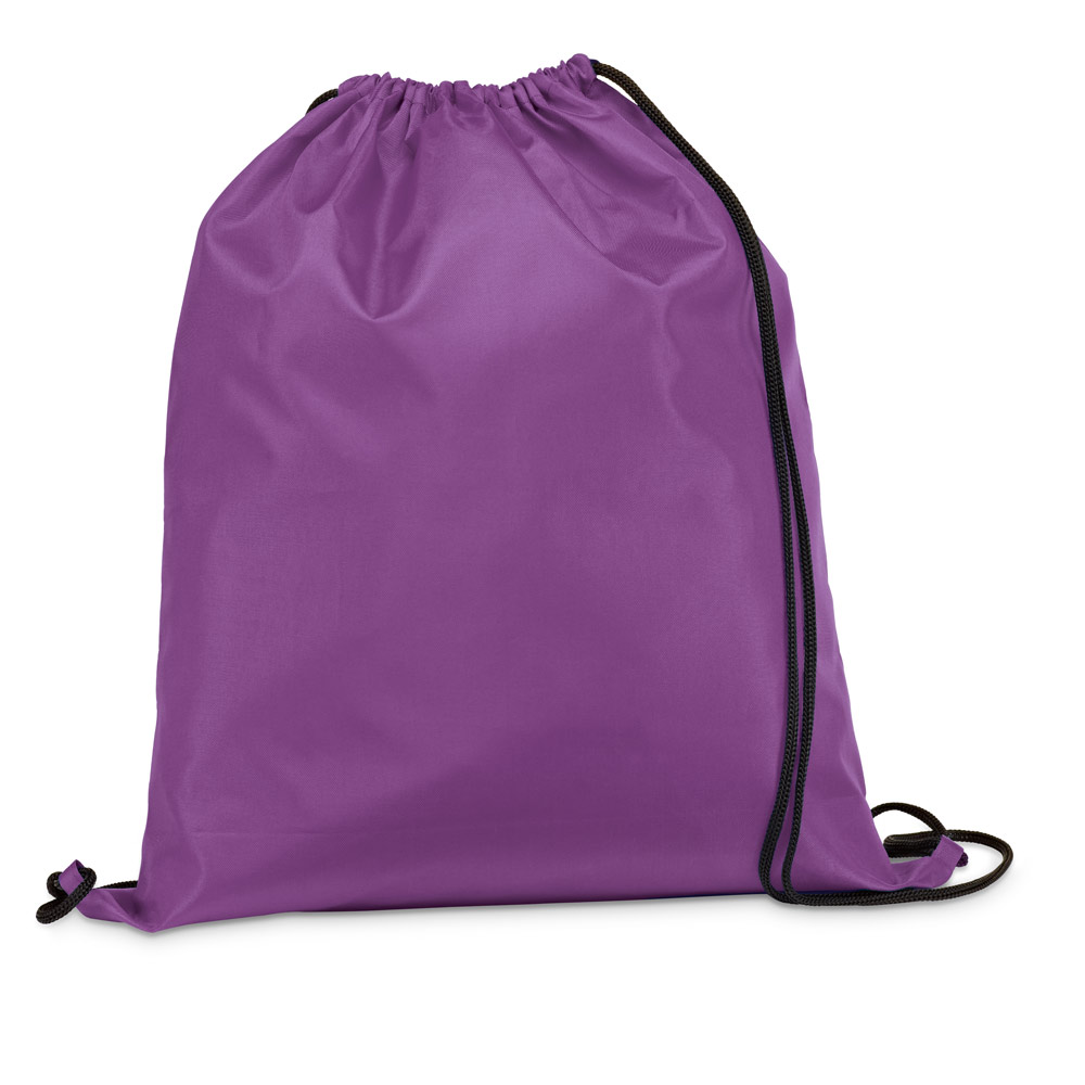 SACOLA TIPO MOCHILA EM 210D COM CORDÕES EM PRETO