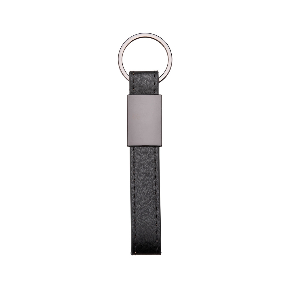 CHAVEIRO METAL COM COURO SINTÉTICO