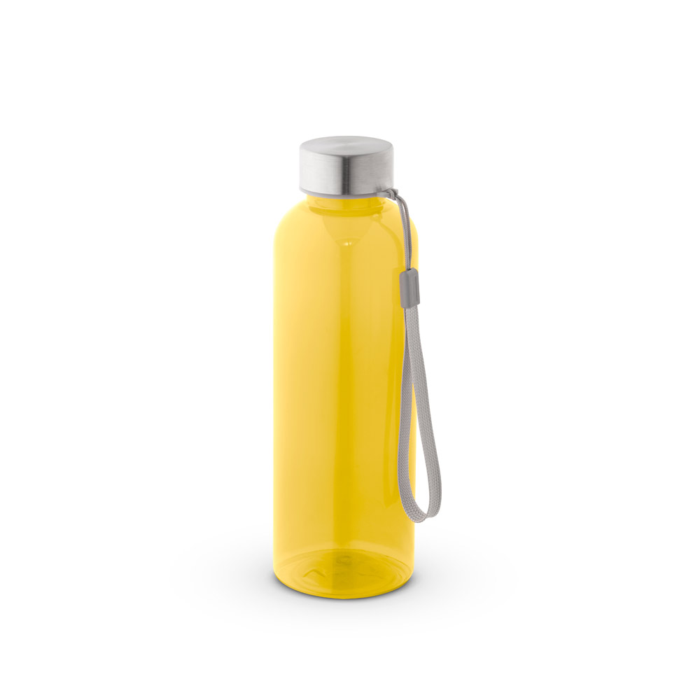 SQUEEZE EM PET 100% RECICLADO COM PEGA EM CORDA (580 ML)