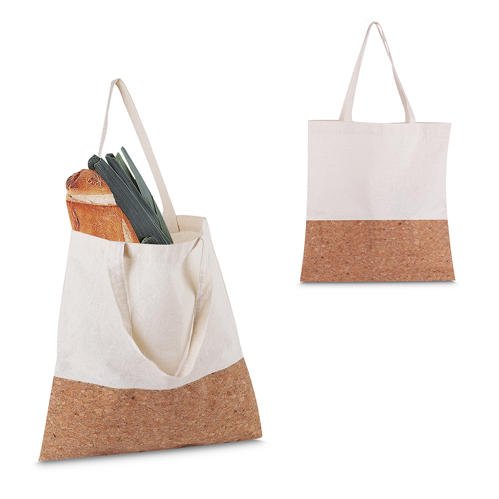 SACOLA EM ALGODÃO 140G/M² E CORTIÇA (39X35CM)