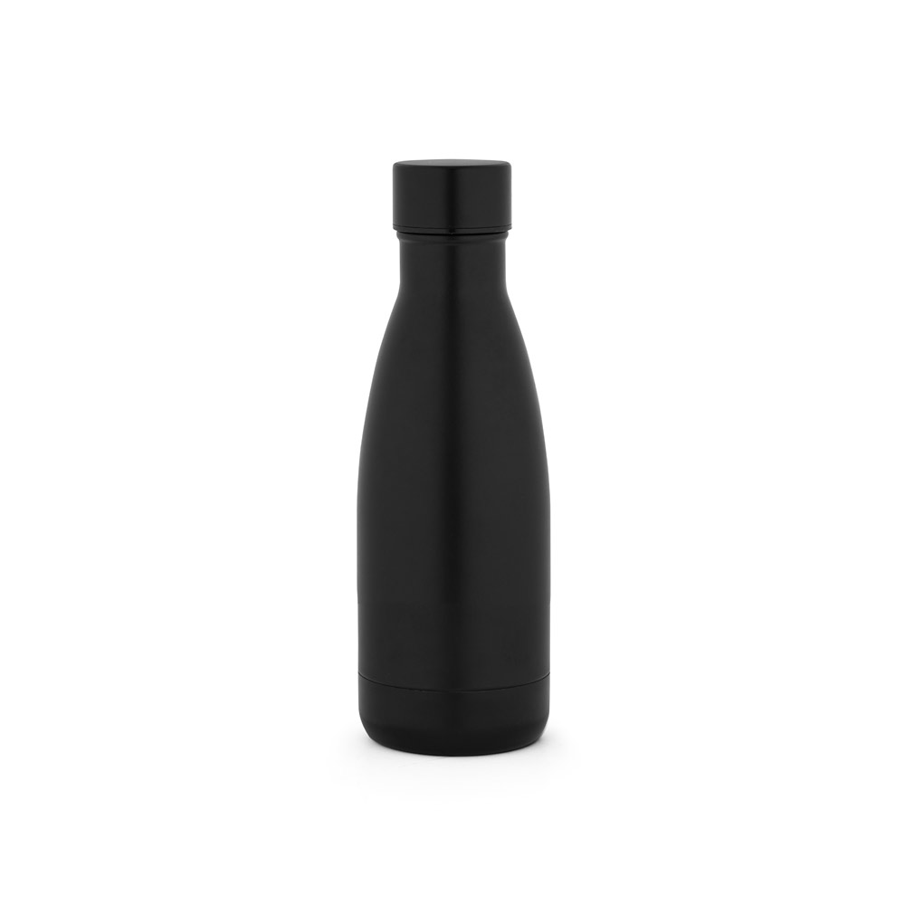 GARRAFA TÉRMICA EM AÇO INOX 90% RECICLADO DE PAREDE DUPLA ISOLADA A VÁCUO, COM ACABAMENTO EM MATE (400 ML)
