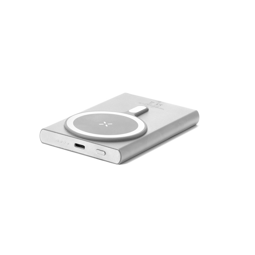 BATERIA PORTÁTIL MAGNÉTICA COM CARREGAMENTO SUPER-RÁPIDO EM ALUMÍNIO RECICLADO E ABS RECICLADO (5'000 MAH)