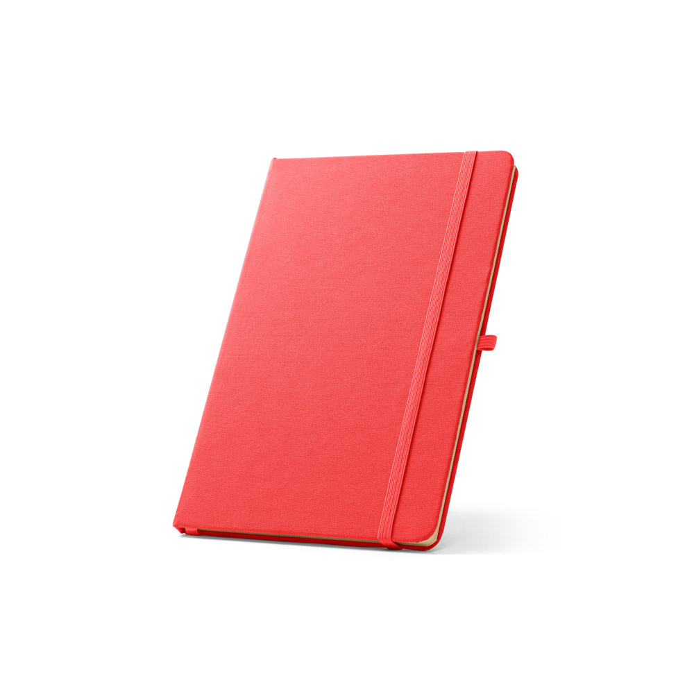 CADERNO A5 DE CAPA DURA EM PET 100% RECICLADO, COM PÁGINAS PAUTADAS RECICLADAS