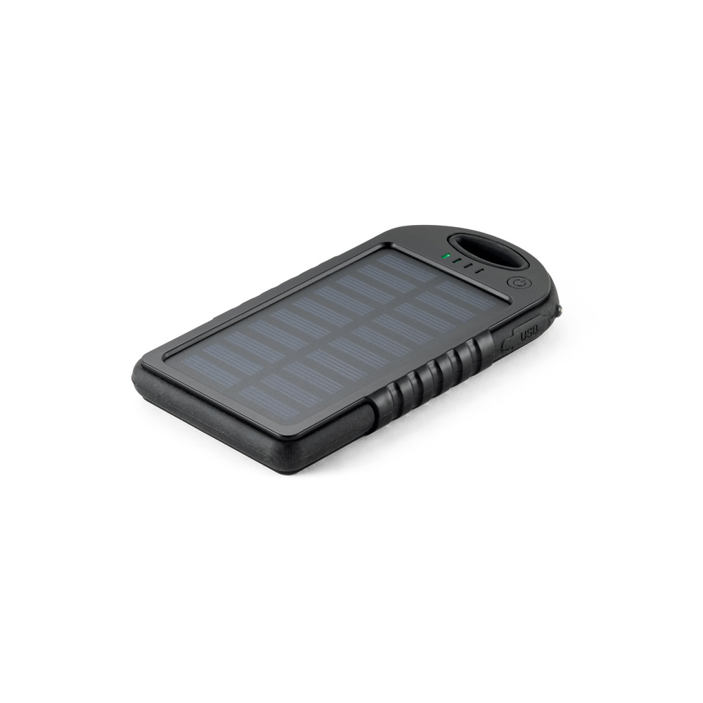 BATERIA PORTÁTIL SOLAR COM PAINEL SOLAR E LED EM ABS (2'000 MAH)