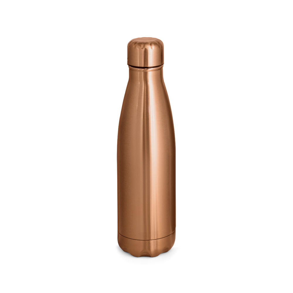 GARRAFA TÉRMICA EM AÇO INOX DE PAREDE DUPLA ISOLADA A VÁCUO, COM ACABAMENTO METALIZADO (510 ML)