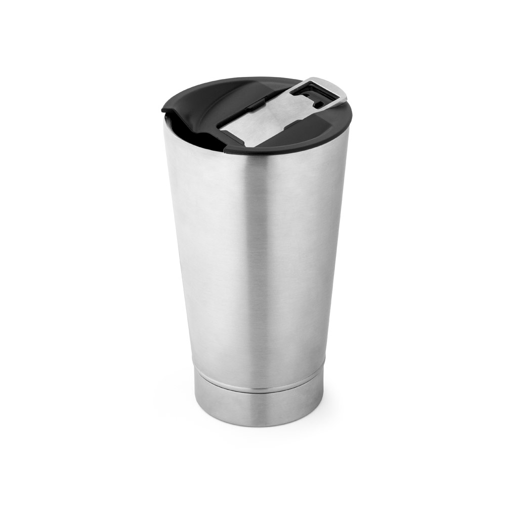 COPO DE VIAGEM EM AÇO INOX TÉRMICO, COM PAREDE DUPLA ISOLADA A VÁCUO (630 ML)