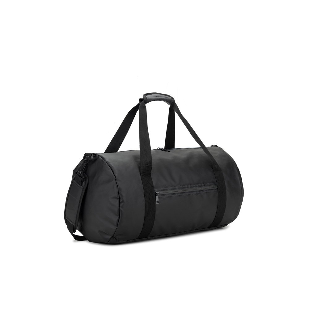BOLSA ESPORTIVA EM FORMATO CILÍNDRICO EM POLIÉSTER RECICLADO 600D DE ALTA DENSIDADE COM COMPARTIMENTO LATERAL PARA SAPATOS (32 L)