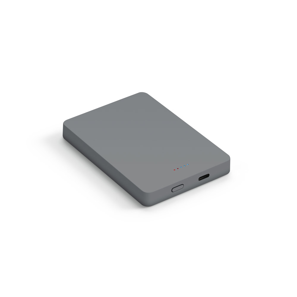 BATERIA PORTÁTIL COM CARREGADOR POR INDUÇÃO (WIRELESS) EM ABS 100% RECICLADO (10'000 MAH)