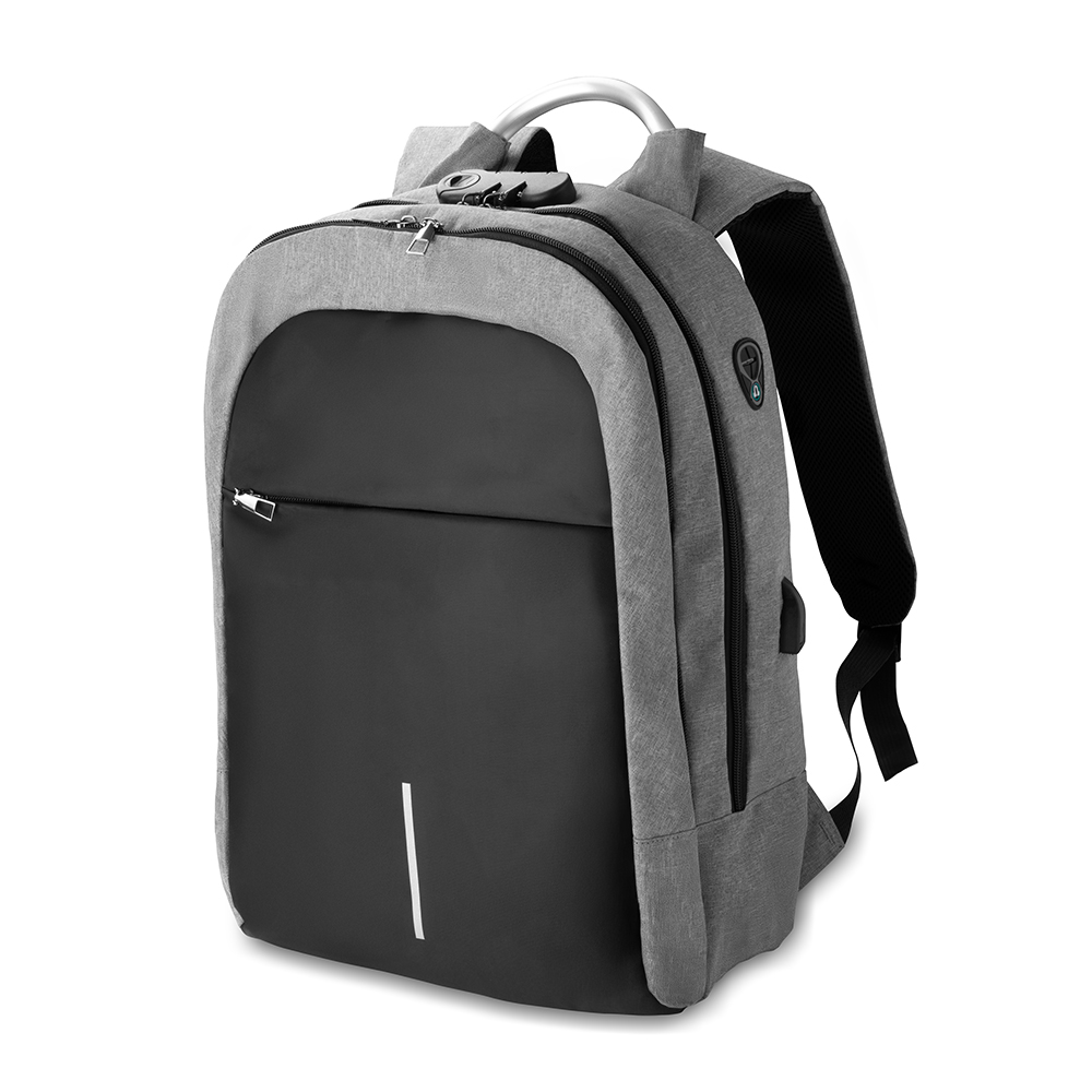 MOCHILA PARA NOTEBOOK EM POLIÉSTER 300D - CINZA
