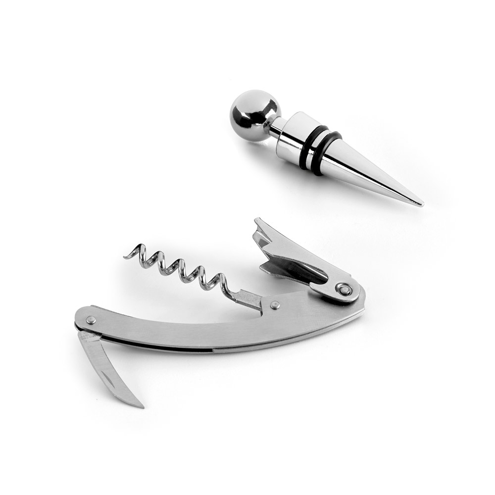 CONJUNTO PARA VINHO EM ZINCO E INOX