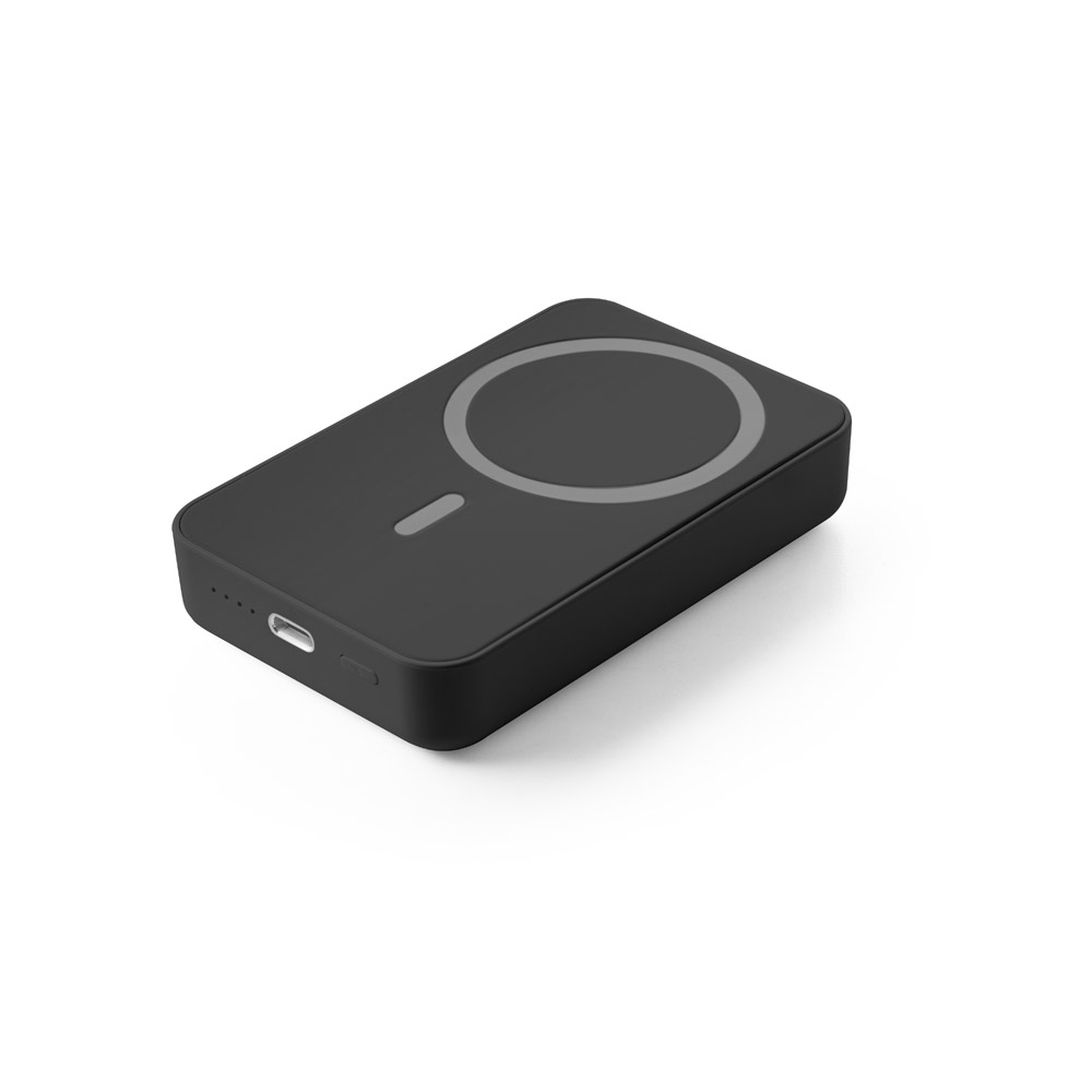 BATERIA PORTÁTIL MAGNÉTICA COM CARREGADOR POR INDUÇÃO SUPER-RÁPIDO (10'000 MAH), EM ABS 100% RECICLADO