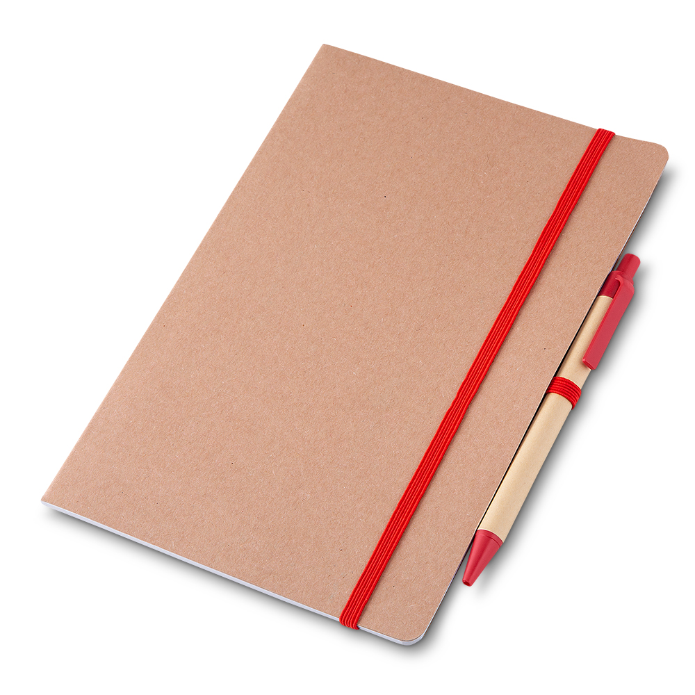 CADERNO A5 CAPA EM PAPEL KRAFT COM CANETA - AZUL