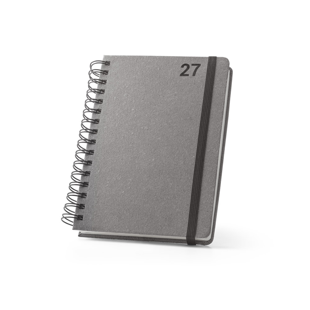 AGENDA A5, COM ARGOLAS, EM PELE (58% RECICLADA)