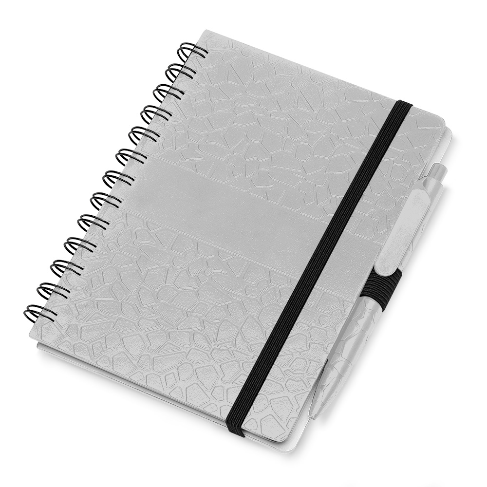 CADERNO B6 CAPA EM ABS COM CANETA - CINZA