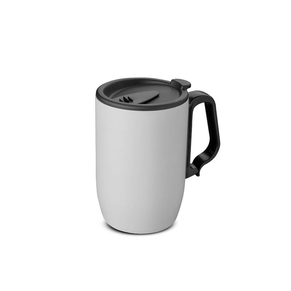 CANECA TÉRMICA EM AÇO INOX - BRANCO, 350ML