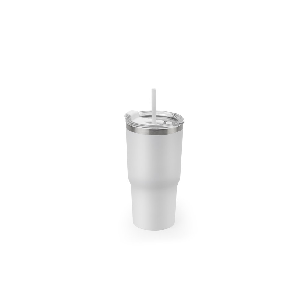 COPO DE VIAGEM TÉRMICO E COMPACTO, EM AÇO INOX 91% RECICLADO DE PAREDE DUPLA ISOLADA A VÁCUO, COM ACABAMENTO MATE (600 ML)