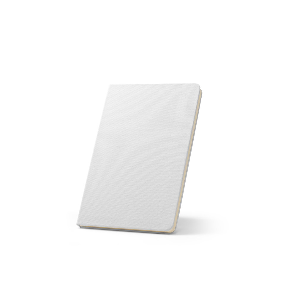 CADERNO A5 DE CAPA DURA EM POLIÉSTER 100% RECICLADO 300D IDEAL PARA PERSONALIZAÇÃO EM SUBLIMAÇÃO