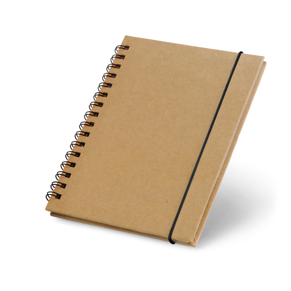 CADERNO A6 DE CAPA DURA EM CARTÃO, COM PÁGINAS LISAS RECICLADAS