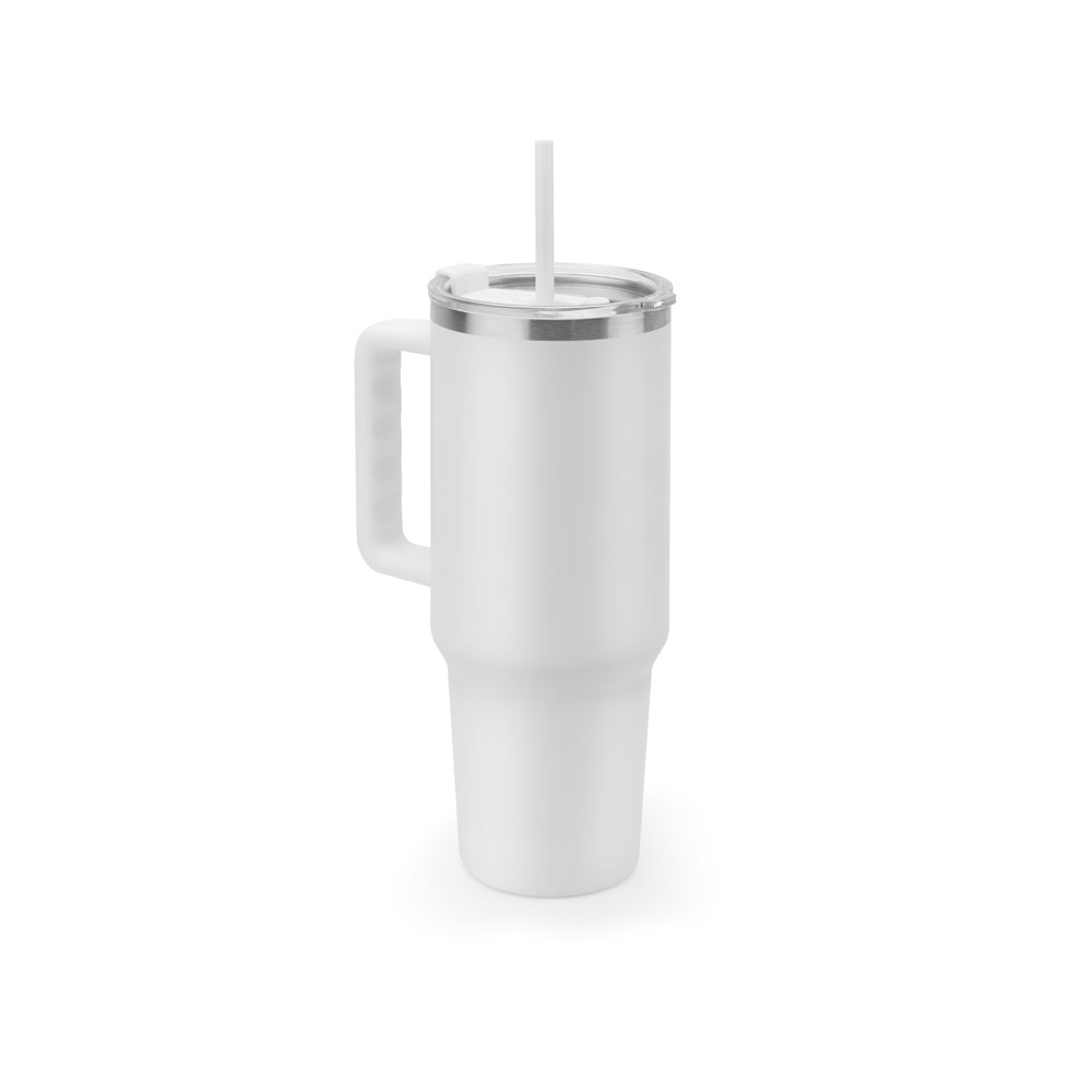 COPO DE VIAGEM TÉRMICO, DE GRANDE DIMENSÃO, EM AÇO INOXIDÁVEL 91% RECICLADO DE PAREDE DUPLA ISOLADA A VÁCUO (1300 ML)