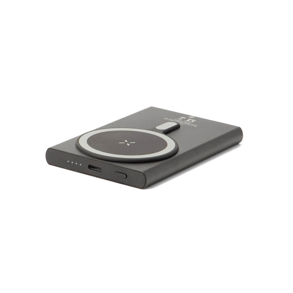 BATERIA PORTÁTIL MAGNÉTICA COM CARREGAMENTO SUPER-RÁPIDO EM ALUMÍNIO RECICLADO E ABS RECICLADO (5'000 MAH)
