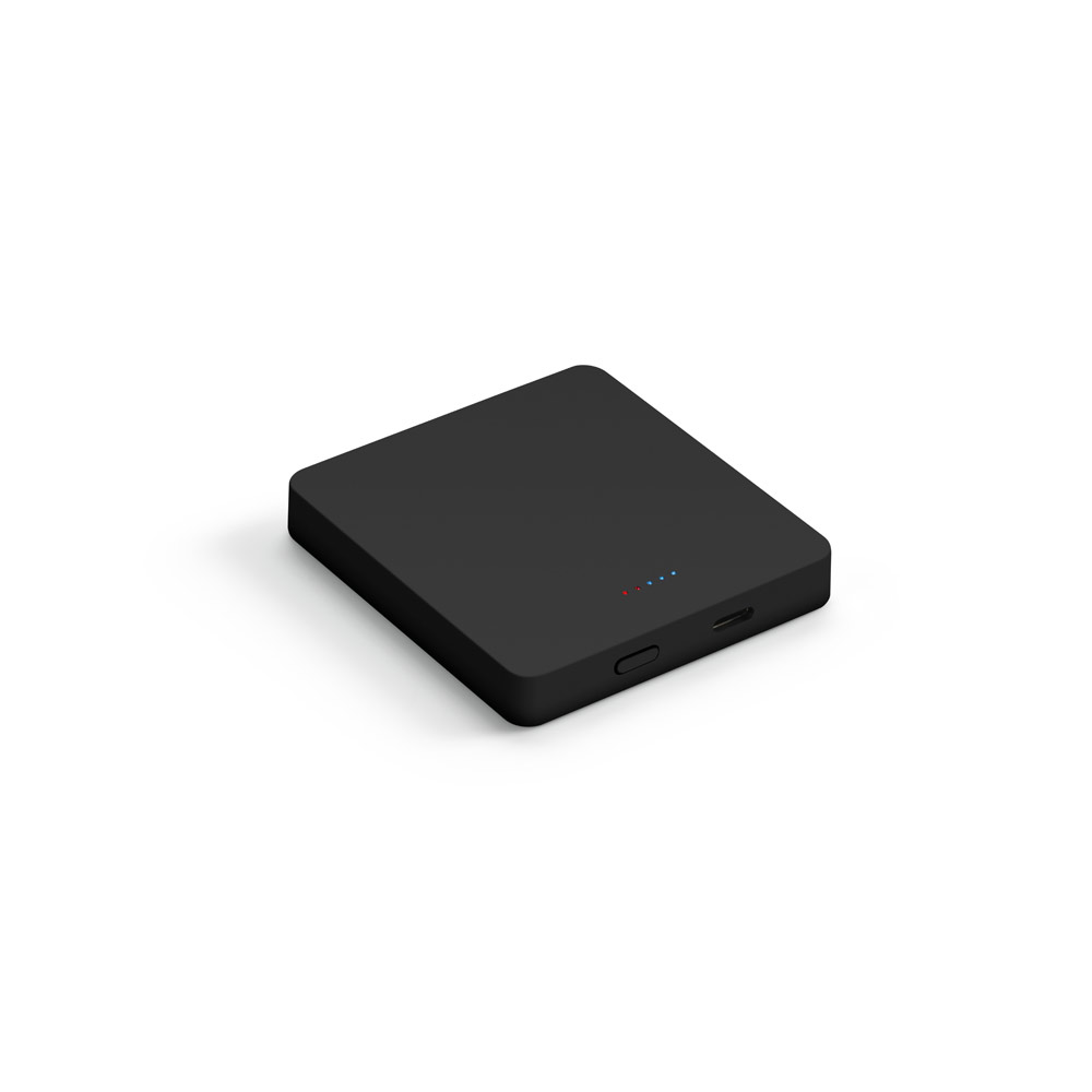 BATERIA PORTÁTIL COM CARREGADOR POR INDUÇÃO (WIRELESS) EM ABS 100% RECICLADO (5'000 MAH)
