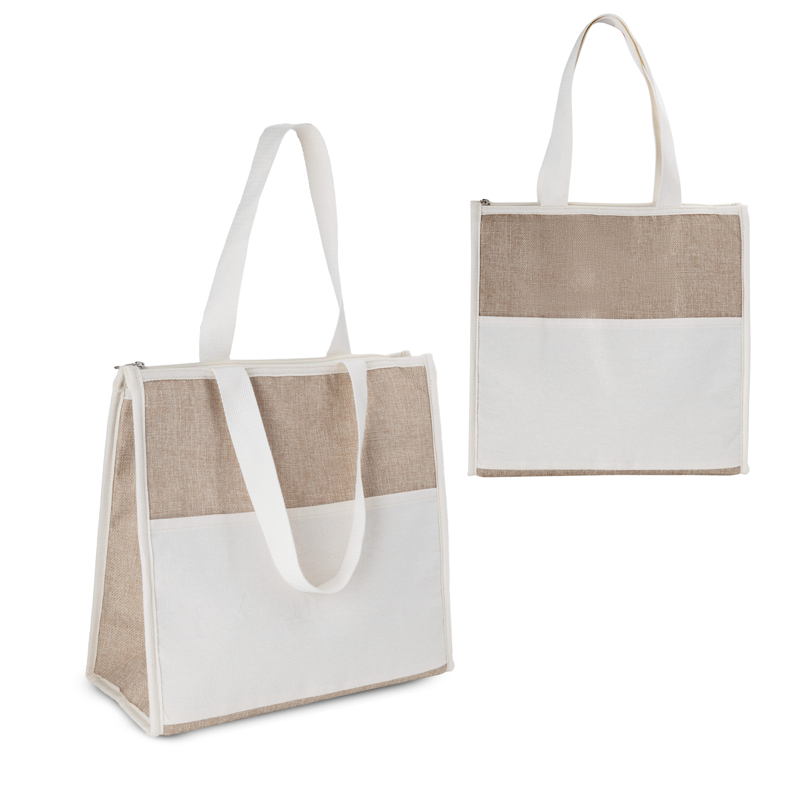 BOLSA TÉRMICA EM ALGODÃO E JUTA SINTÉTICA (34X34X16CM)