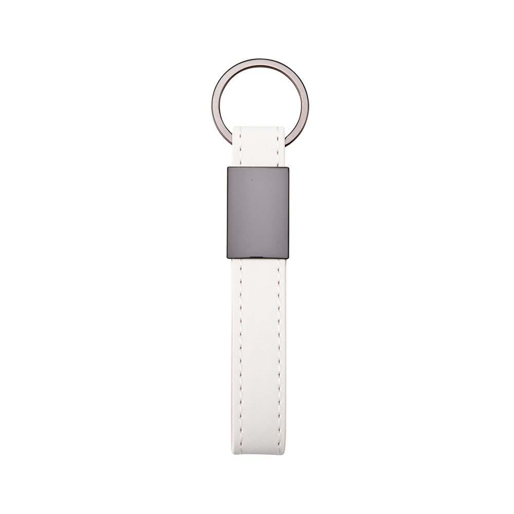 CHAVEIRO METAL COM COURO SINTÉTICO