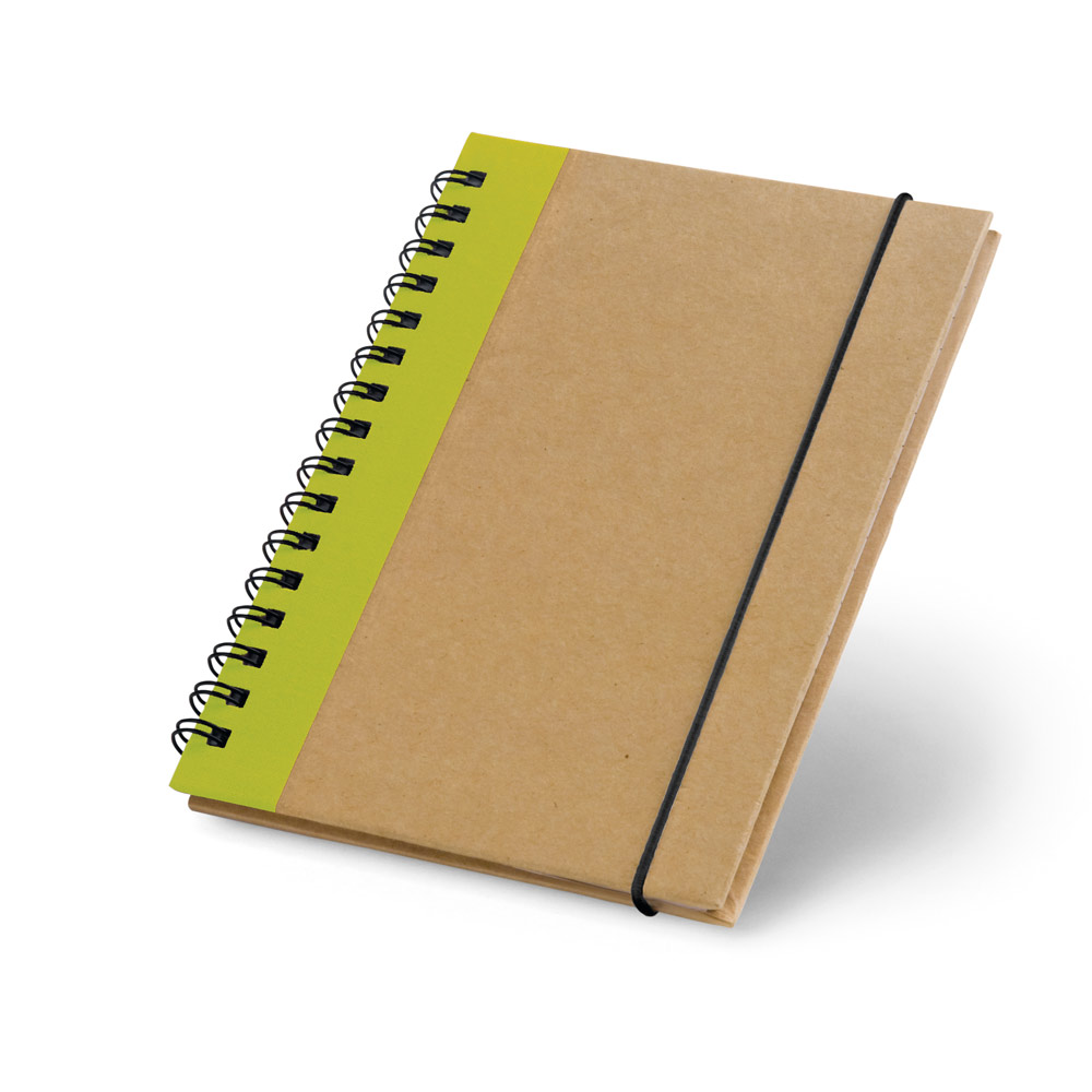 CADERNO A6 DE CAPA DURA EM CARTÃO, COM PÁGINAS LISAS RECICLADAS