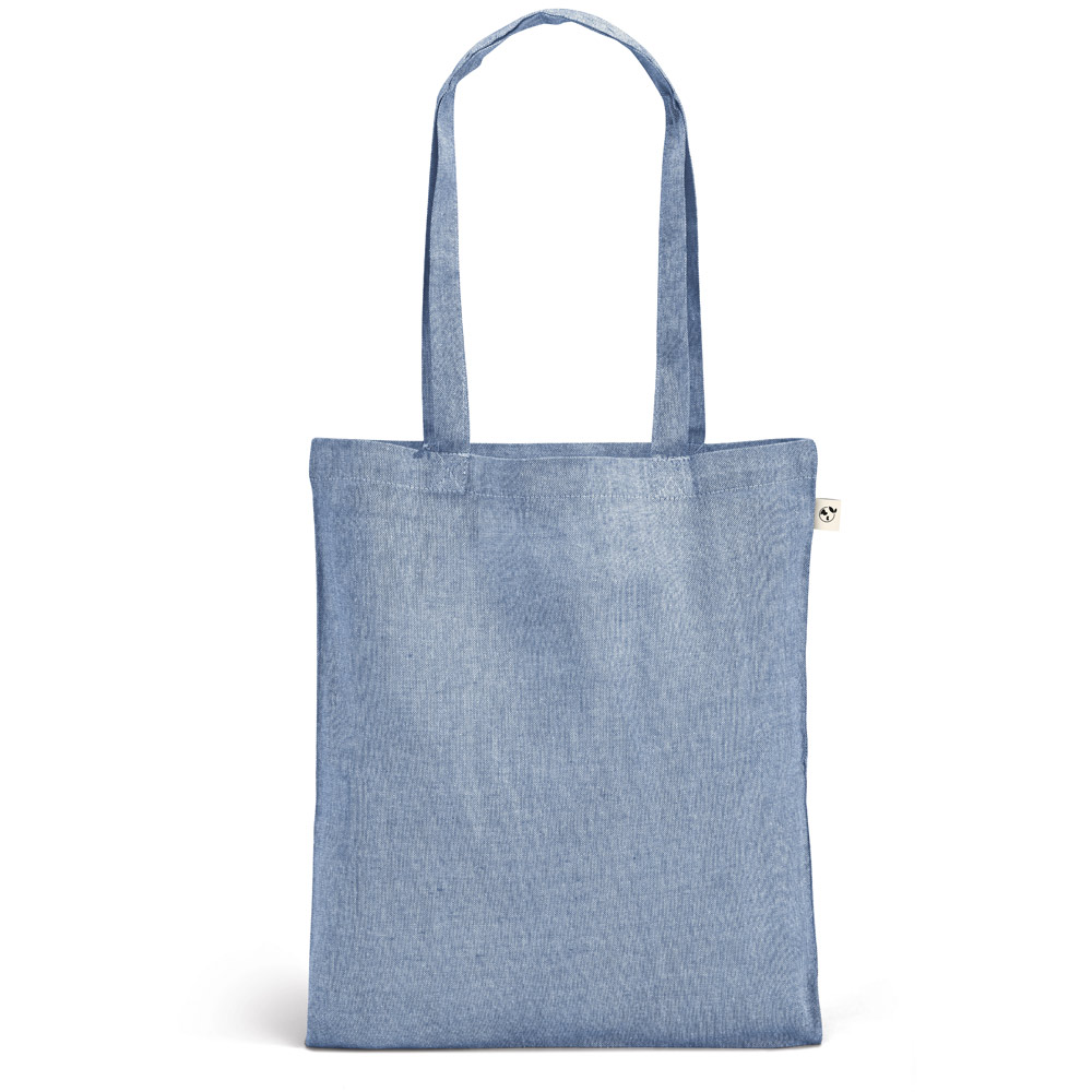 SACOLA DOBRÁVEL EM 70% ALGODÃO RECICLADO E 30% POLIÉSTER RECICLADO (140 G/M²) SEM TINGIMENTO