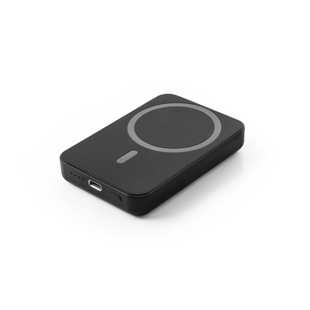 BATERIA PORTÁTIL MAGNÉTICA COM CARREGADOR POR INDUÇÃO SUPER-RÁPIDO (5'000 MAH), EM ABS 100% RECICLADO