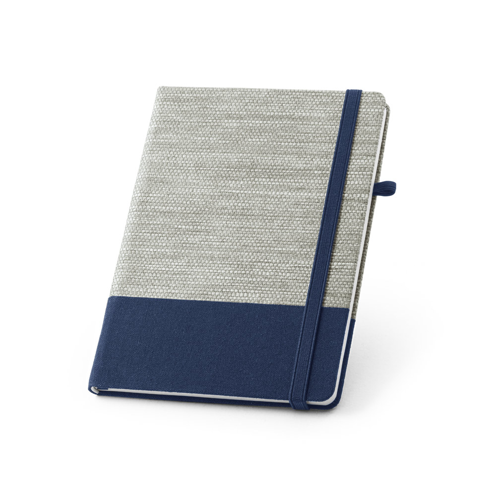CADERNO A5 DE CAPA DURA EM PALHA E ALGODÃO CANVAS, COM PÁGINAS PAUTADAS