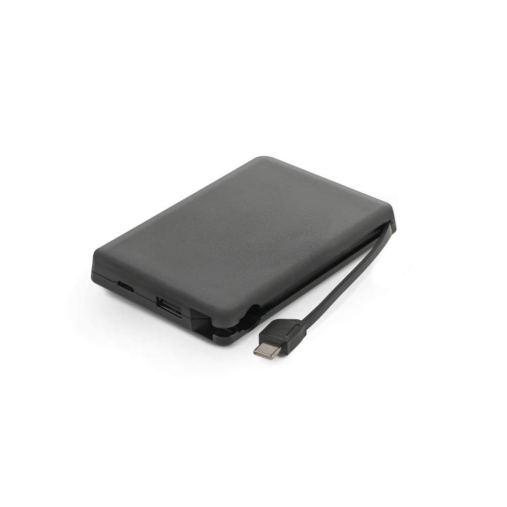 BATERIA PORTÁTIL COM CABO INTEGRADO, EM ABS 100% RECICLADO (10'000 MAH)