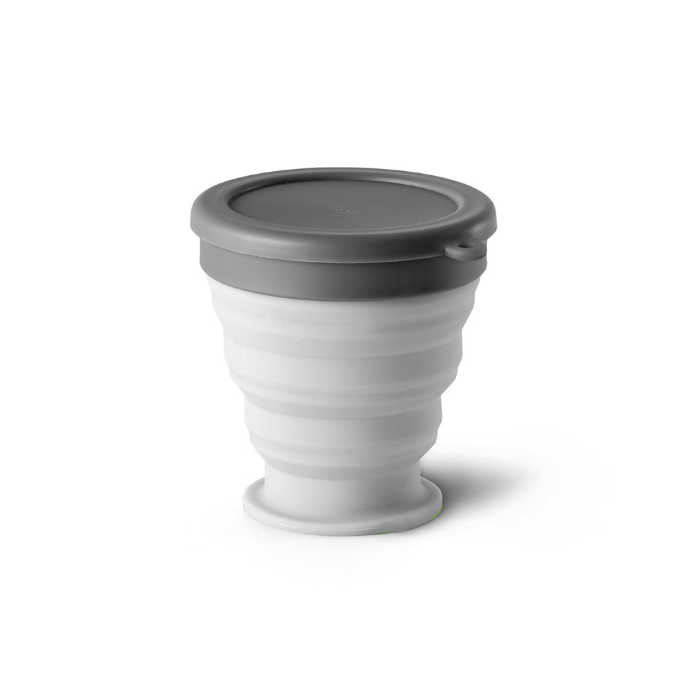 COPO DE VIAGEM EM SILICONE COM TAMPA EM PP (240 ML)