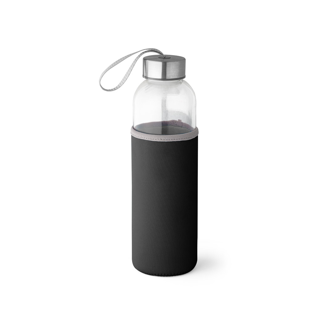 SQUEEZE EM VIDRO E TAMPA EM AÇO INOX COM ALÇA (520 ML)