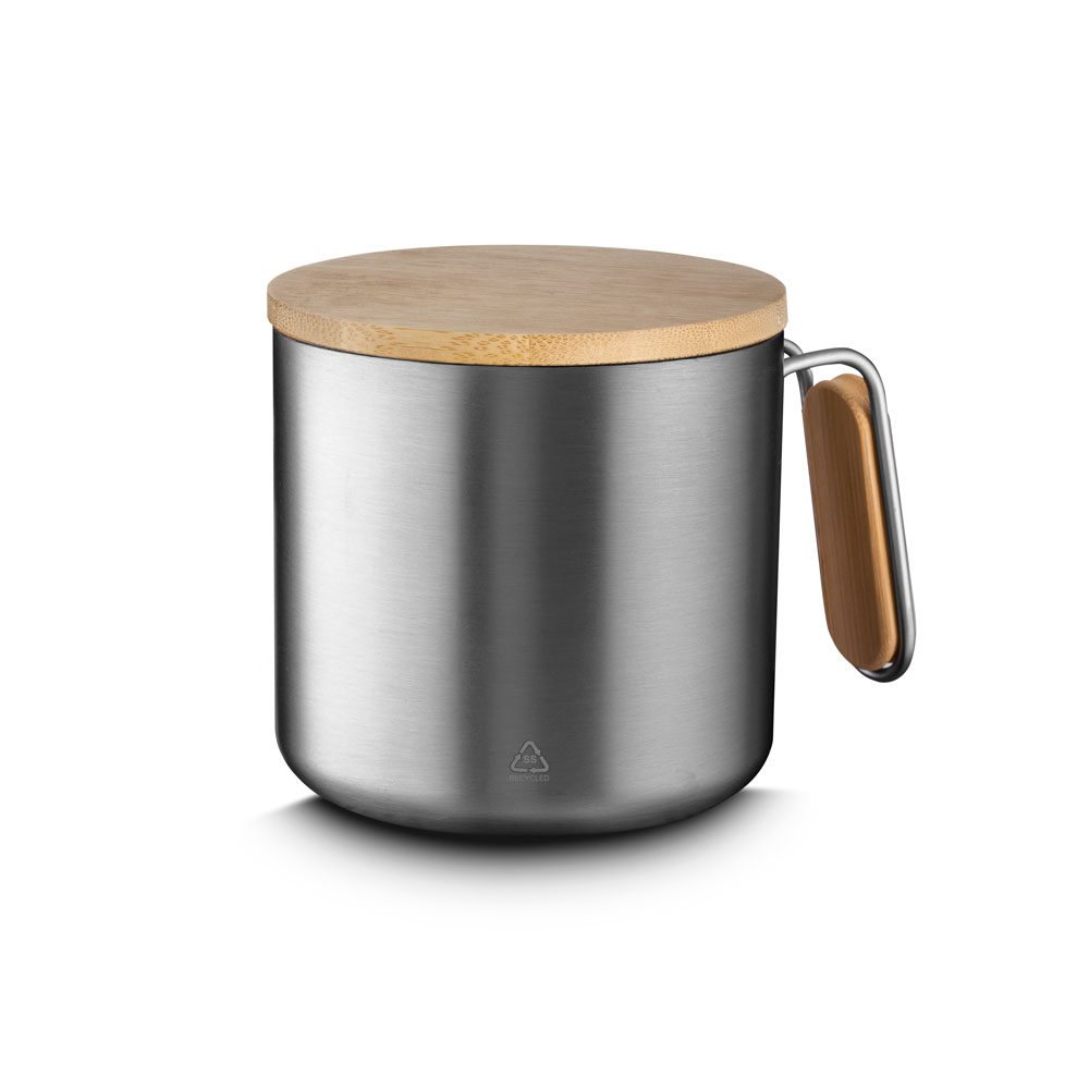 CANECA TÉRMICA EM AÇO INOX - PRATA, 340ML