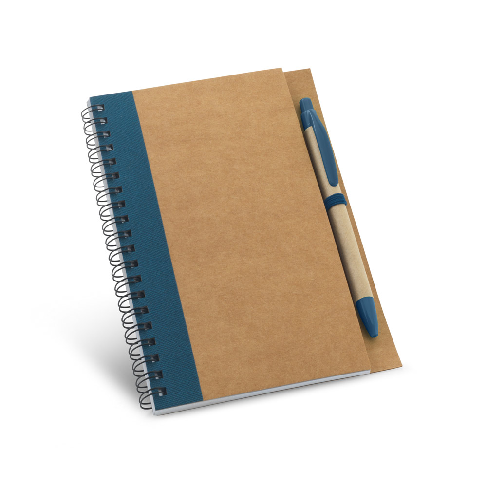 CADERNO B6 ESPIRAL DE CAPA DURA EM CARTÃO, COM PÁGINAS LISAS RECICLADAS