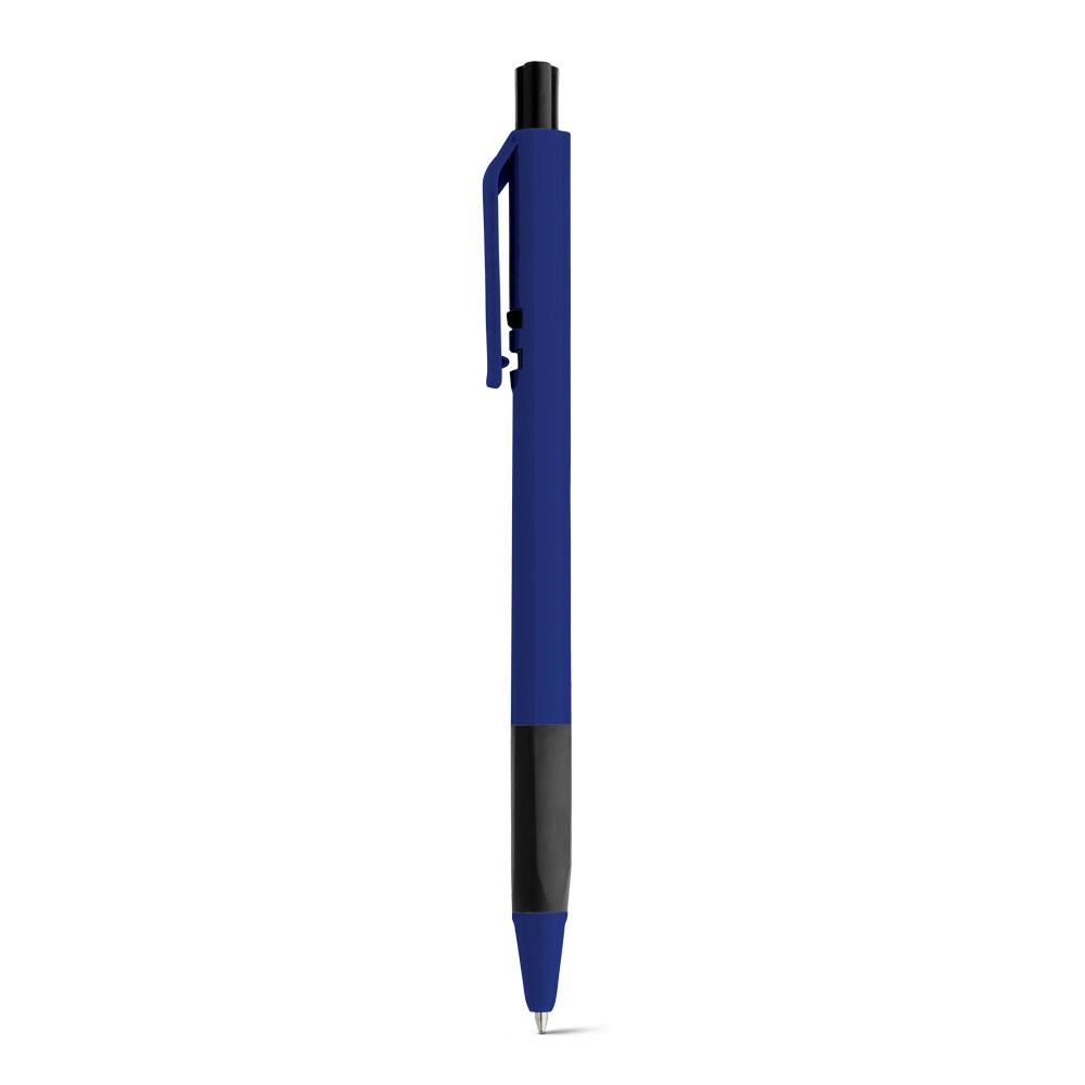 CANETA ESFEROGRÁFICA EM ABS COM CORPO TRIANGULAR E ESCRITA EM AZUL