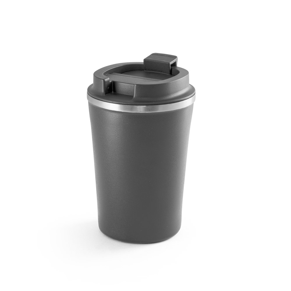 COPO DE VIAGEM TÉRMICO EM AÇO INOX E PP, DE PAREDE DUPLA ISOLADA A VÁCUO (470 ML)