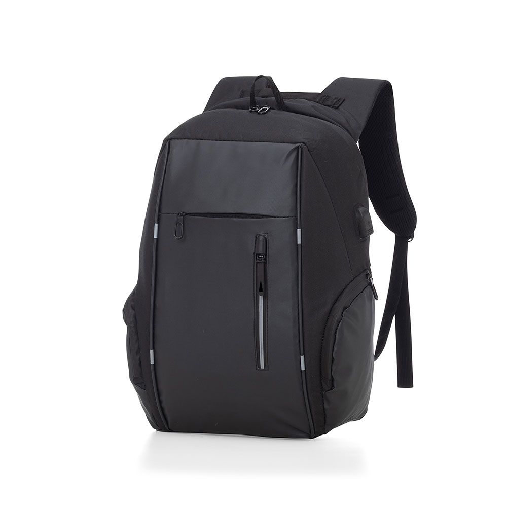 MOCHILA PARA NOTEBOOK EM POLIÉSTER E PU - PRETO
