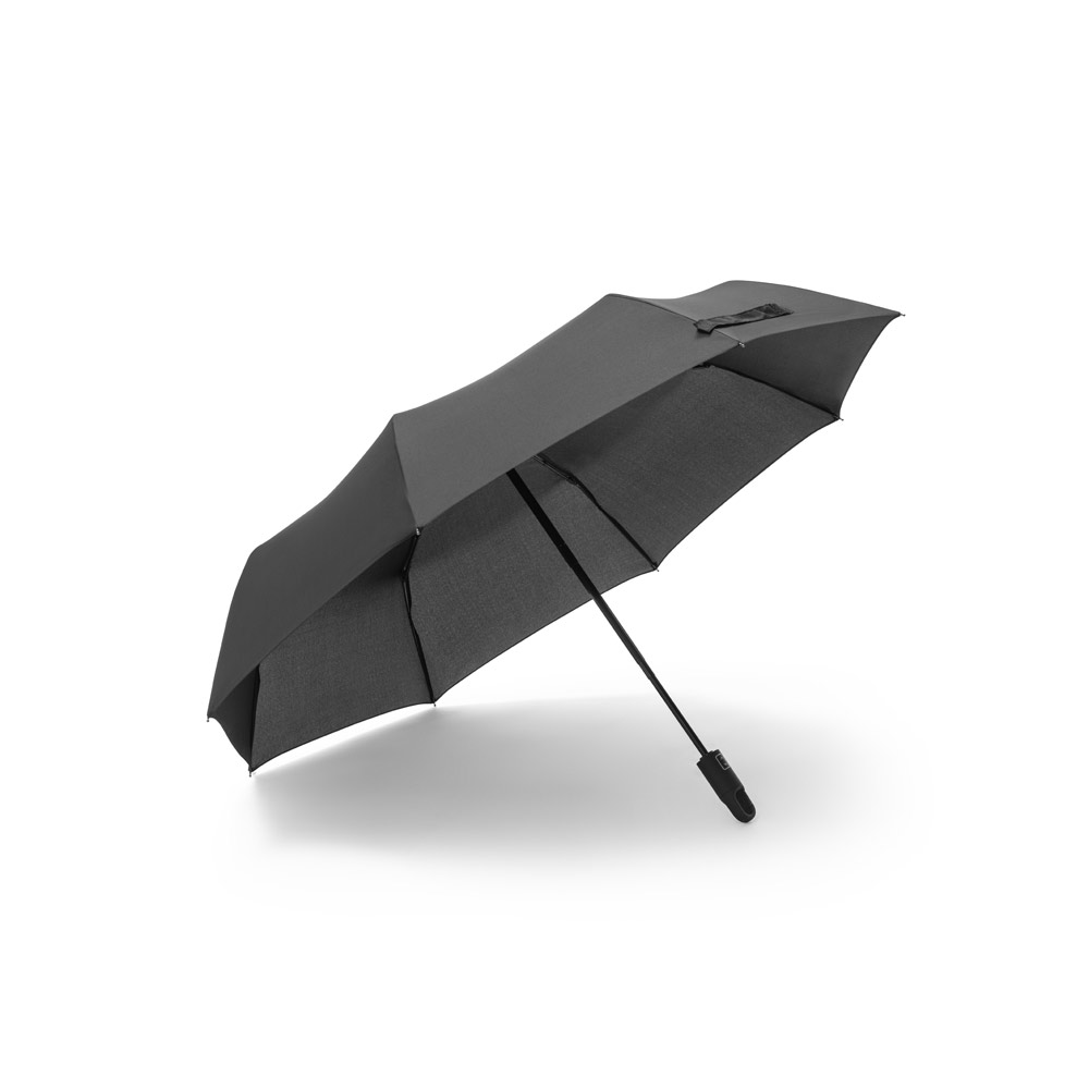 GUARDA-CHUVA, DOBRÁVEL, EM POLIÉSTER 100% RECICLADO PONGEE 190T COM ABERTURA E FECHO AUTOMÁTICO