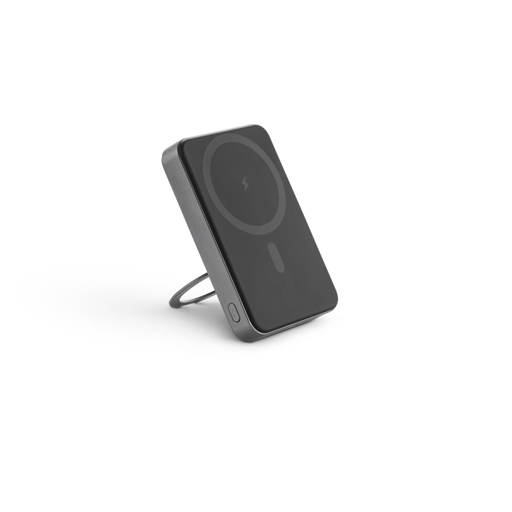 BATERIA PORTÁTIL MAGNÉTICA COM CARREGADOR POR INDUÇÃO SUPER-RÁPIDO (10'000 MAH), EM ABS 100% RECICLADO