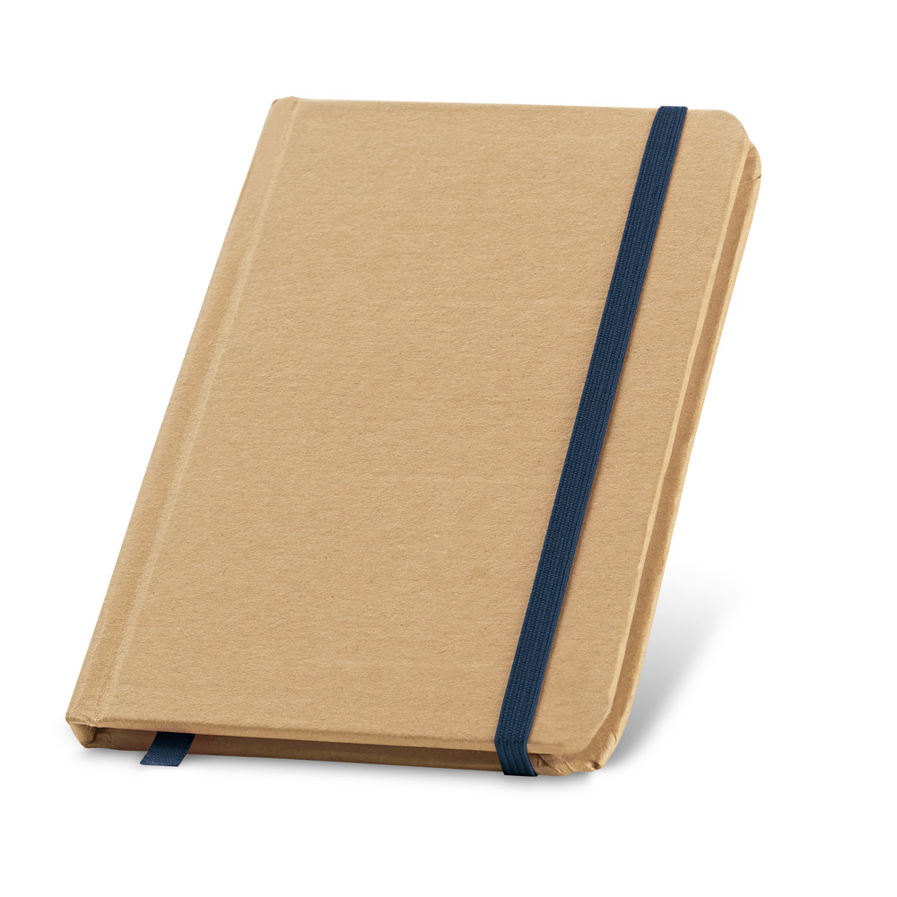 CADERNO DE BOLSO DE CAPA DURA EM CARTÃO 100% RECICLADO, COM PÁGINAS LISAS RECICLADAS