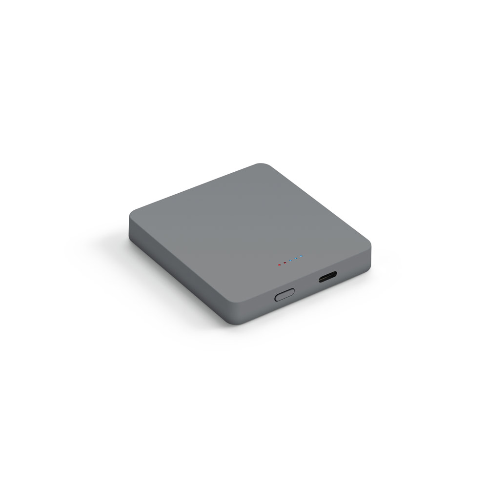 BATERIA PORTÁTIL COM CARREGADOR POR INDUÇÃO (WIRELESS) EM ABS 100% RECICLADO (5'000 MAH)